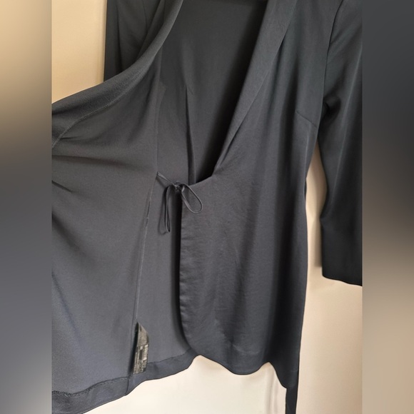 Mango MNG Wrap Mini Dress Tie Waist Long Sleeve Charcoal - Picture 4 of 6